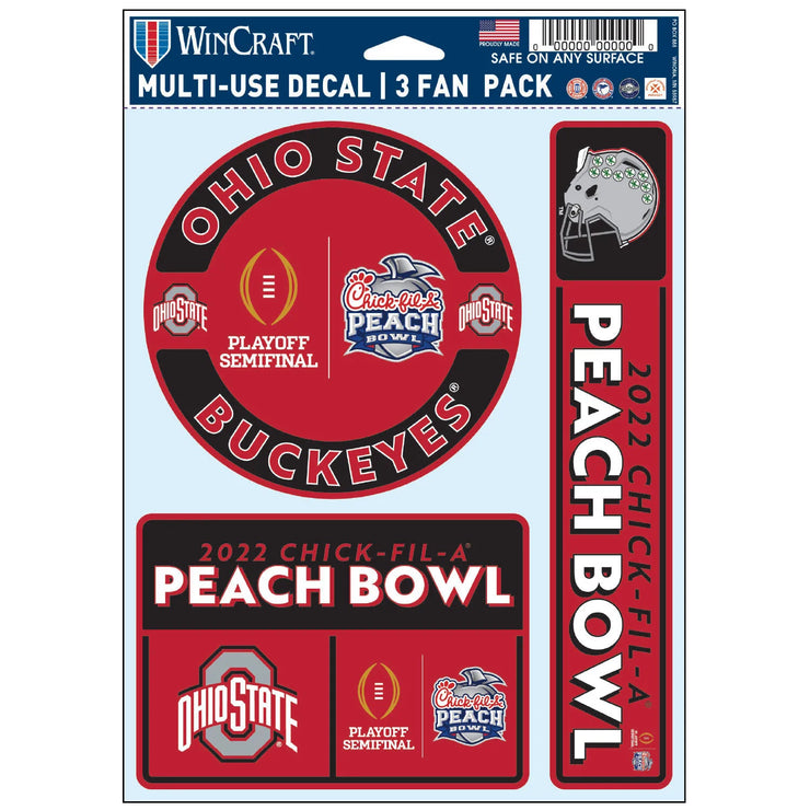 Ohio State 5.5" x 7" 3 Pack Peach Bowl Decal
