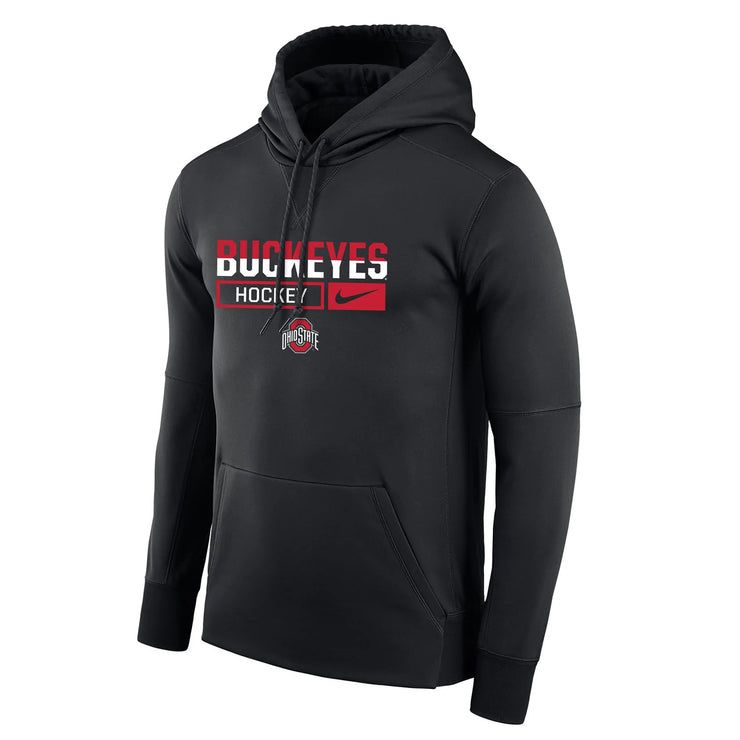 Ohio State Buckeyes Ice Hockey Black Therma Pullover Hooded Sweatshirt