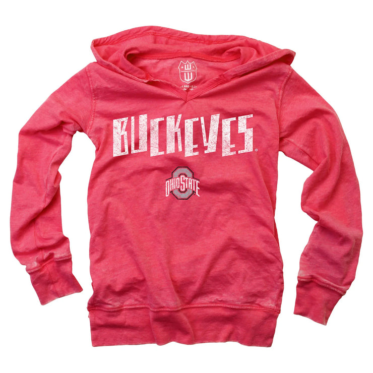 Girls Ohio State Buckeyes Burn Out Hooded Sweatshirt
