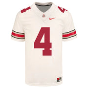 Ohio State Buckeyes Nike #4 Julian Fleming Student Athlete White Football Jersey