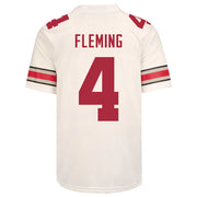 Ohio State Buckeyes Nike #4 Julian Fleming Student Athlete White Football Jersey
