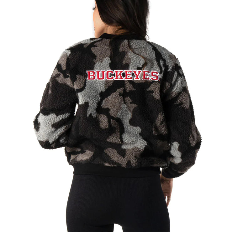 Ladies Ohio State Buckeyes Sherpa Bomber Full Zip Jacket