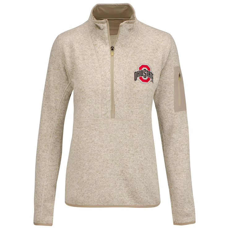 Ladies Ohio State Buckeyes Fortune Primary Oatmeal  1/2 Zip Jacket