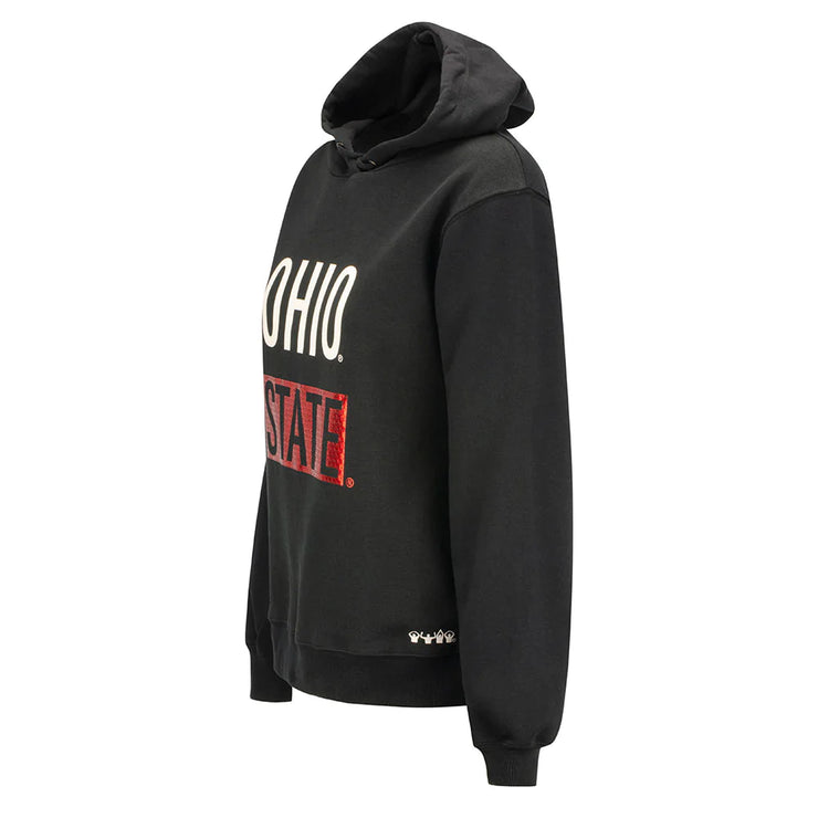 Ladies Ohio State Buckeyes Sequin Die Cut Hooded Sweatshirt