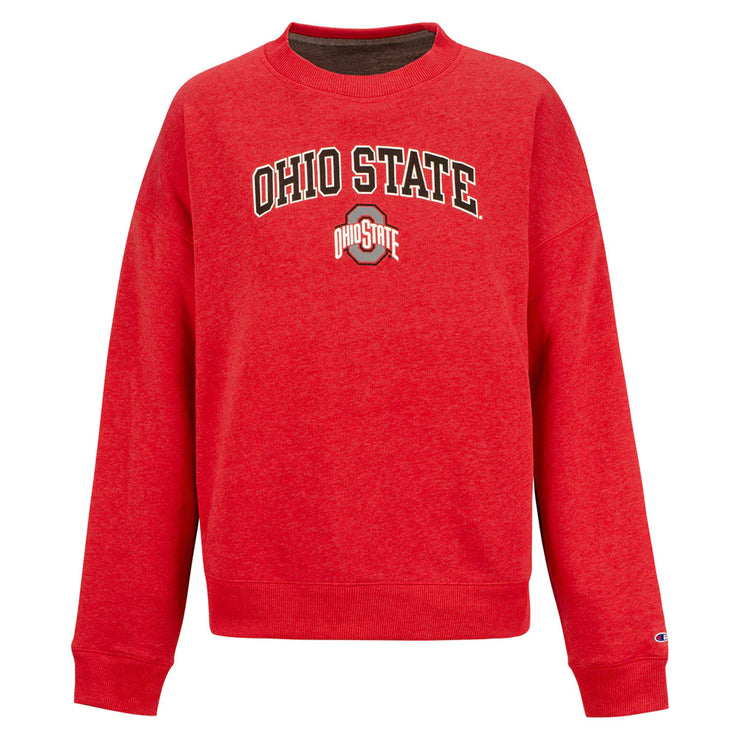 Ladies Ohio State Buckeyes Triumph Arched Buckeye Nation Crew Neck Sweatshirt