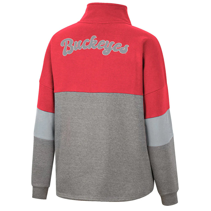 Ladies Ohio State Buckeyes Magazine Oversized Snap Sweatshirt