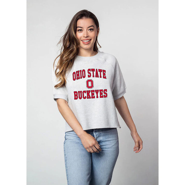Ladies Ohio State Buckeyes Throwback Logo Short Sleeve Crew