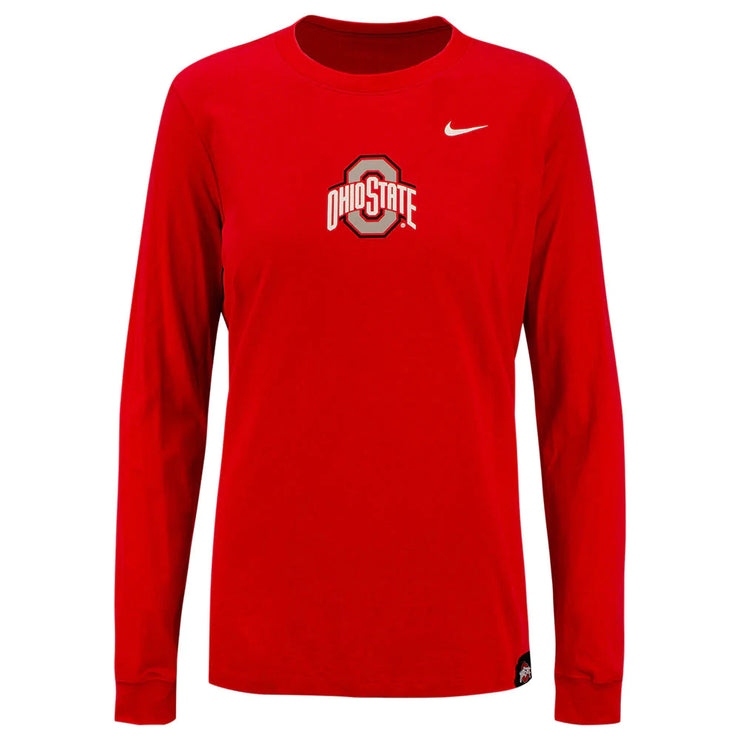 Ladies Ohio State Buckeyes Nike Dri-Fit Crew Long Sleeve T-Shirt