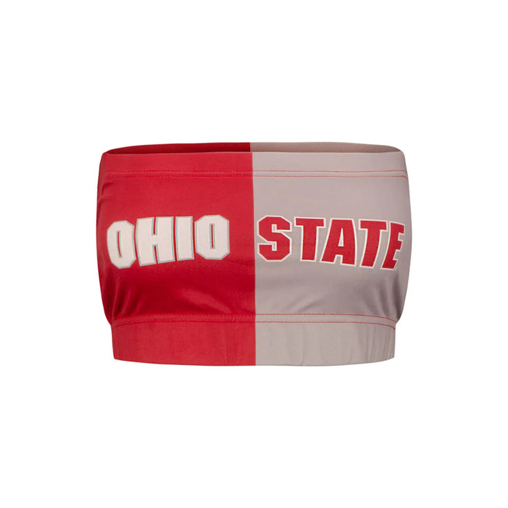 Ladies Ohio State Buckeyes Strapless Colorblock Crop T-Shirt