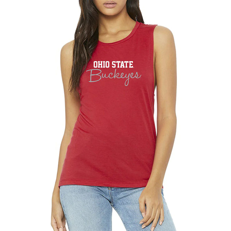 Ladies Ohio State Buckeyes Muscle Tank Top