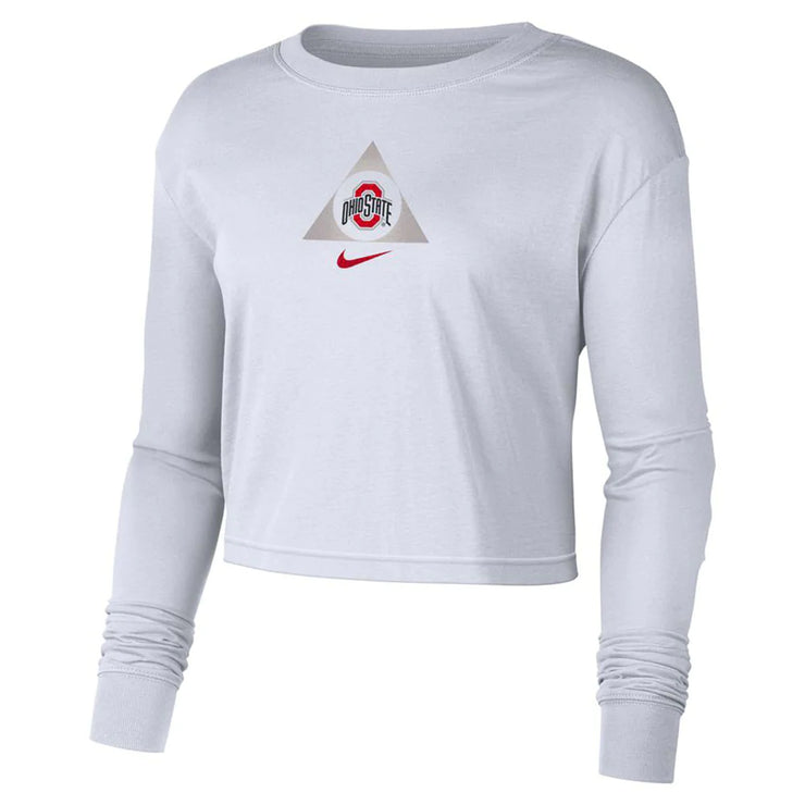 Ladies Ohio State Buckeyes Nike Triangle Crop Long Sleeve