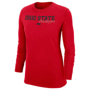 Ladies Ohio State Buckeyes Nike Script Buckeyes Scarlet Long Sleeve