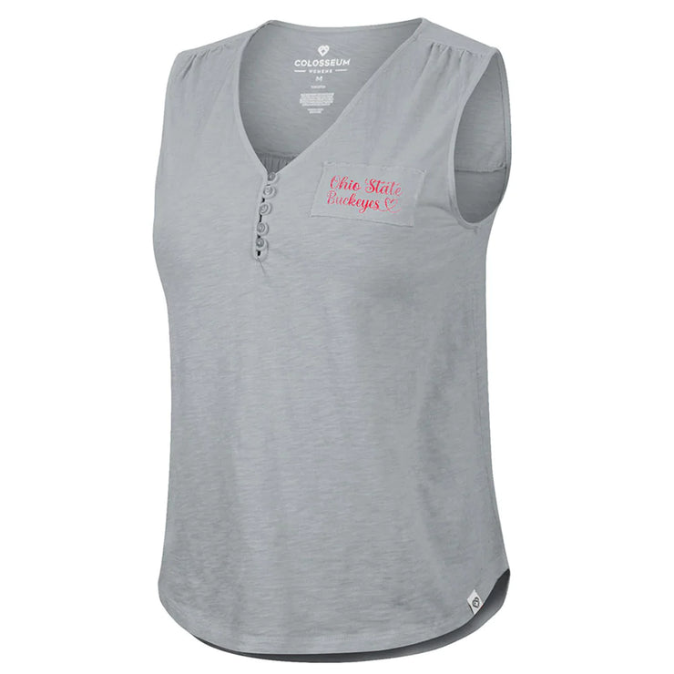 Ladies Ohio State Buckeyes Button Front Tank Top