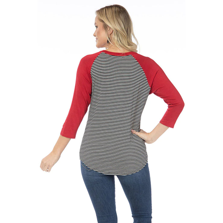 Ladies Ohio State Buckeyes Leah Baseball 3/4 Sleeve Shirt
