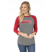 Ladies Ohio State Buckeyes Leah Baseball 3/4 Sleeve Shirt
