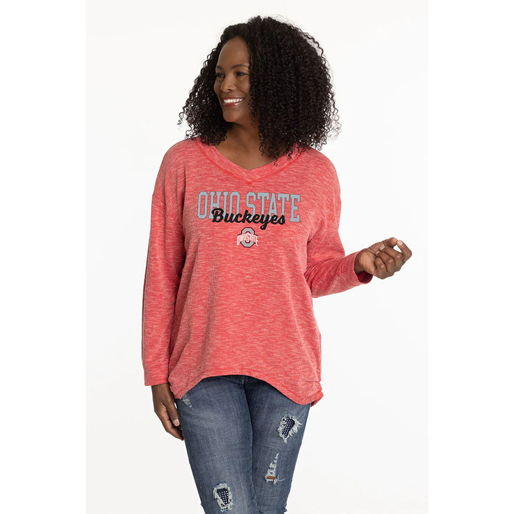 Ladies Ohio State Buckeyes Bailey Rib Long Sleeve
