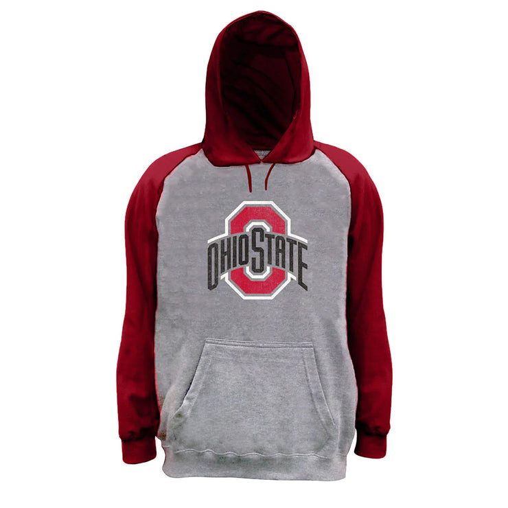 Ohio State Big and Tall Raglan Athletic Mark Hooded Sweatshirt