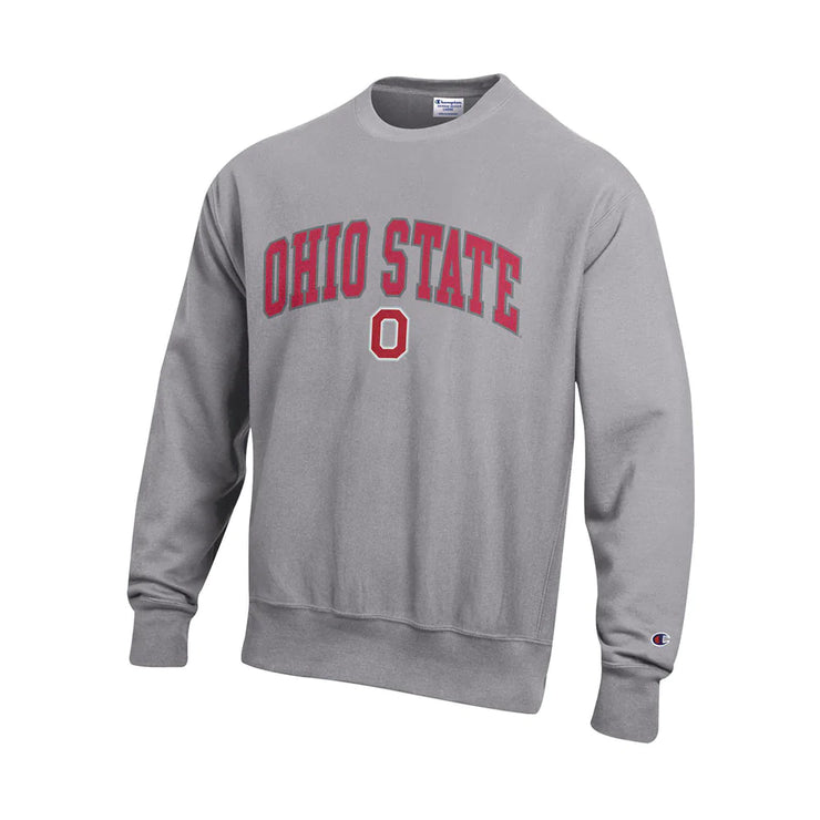 Ohio State Buckeyes Arched Wordmark Reverse Weave Gray Crew