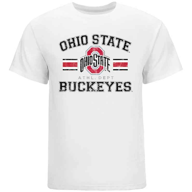 Ohio State Arch Striped Athletic Mark T-Shirt