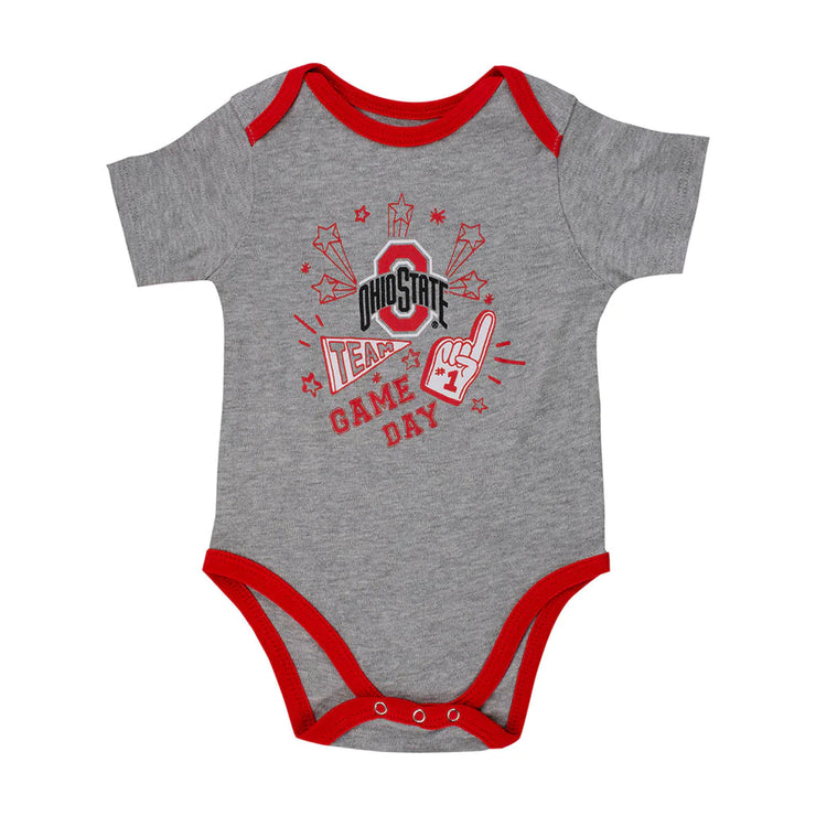 Infant Ohio State Buckeyes 3-Pack Champ Onesies