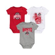 Newborn Ohio State Buckeyes Game On 3-Pack Onesies